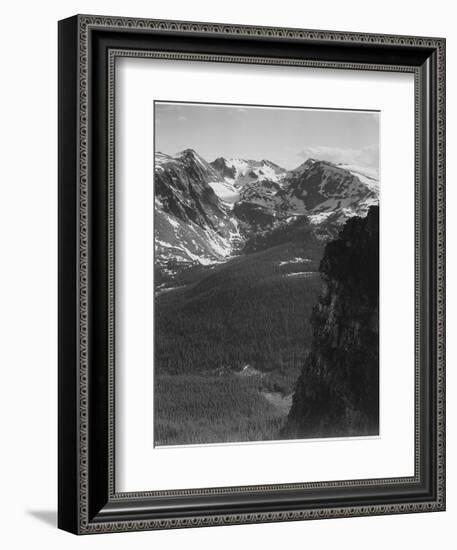 View Of Snow-Capped Mt Timbered Area Below "In Rocky Mountain National Park" Colorado 1933-1942-Ansel Adams-Framed Premium Giclee Print