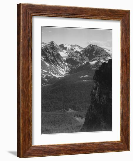 View Of Snow-Capped Mt Timbered Area Below "In Rocky Mountain National Park" Colorado 1933-1942-Ansel Adams-Framed Art Print