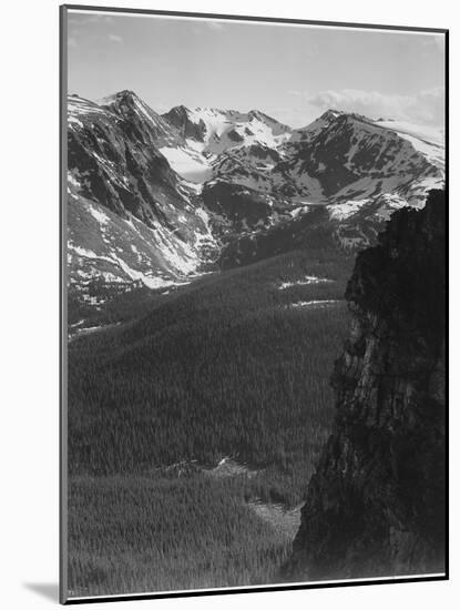 View Of Snow-Capped Mt Timbered Area Below "In Rocky Mountain National Park" Colorado 1933-1942-Ansel Adams-Mounted Art Print