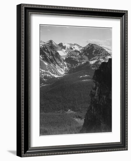 View Of Snow-Capped Mt Timbered Area Below "In Rocky Mountain National Park" Colorado 1933-1942-Ansel Adams-Framed Art Print