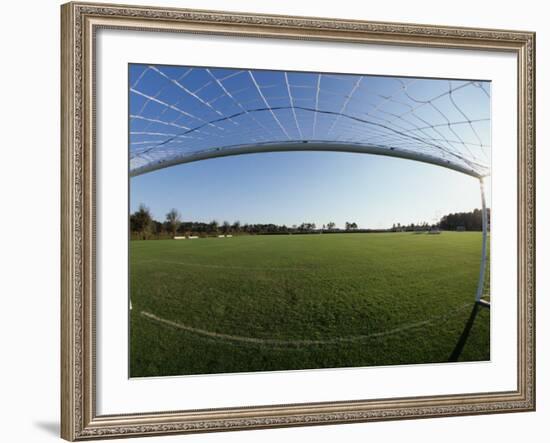 View of Soccer Field Through Goal-Steven Sutton-Framed Photographic Print