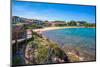 View of Spiaggia di Porto San Paolo and clear blue water, Porto San Paolo, Sardinia, Mediterranean-Frank Fell-Mounted Photographic Print