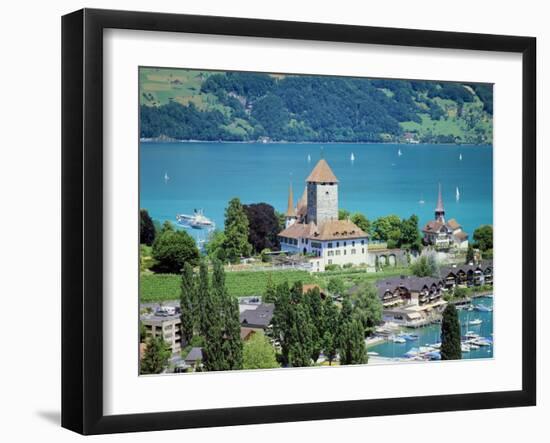 View of Spiez Over Lake Thun, Swiss Lakes, Switzerland-Simon Harris-Framed Photographic Print