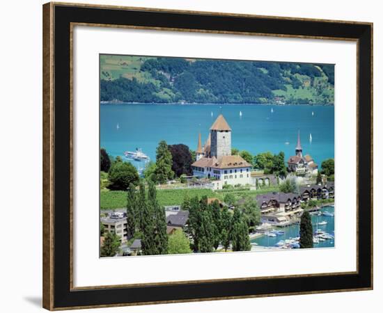 View of Spiez Over Lake Thun, Swiss Lakes, Switzerland-Simon Harris-Framed Photographic Print