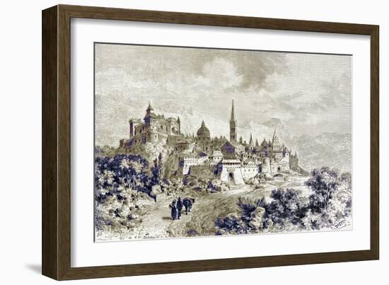 View of Spoleto, Illustration from 'History of Rome' by Victor Duruy, Published 1884-Charles Barbant-Framed Giclee Print