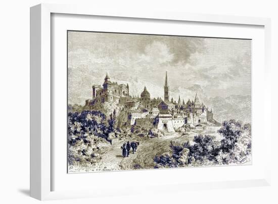 View of Spoleto, Illustration from 'History of Rome' by Victor Duruy, Published 1884-Charles Barbant-Framed Giclee Print