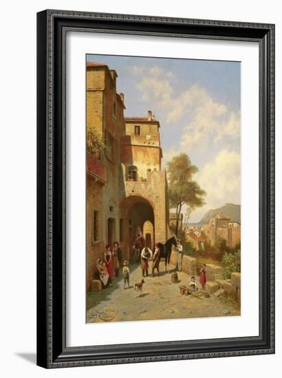 View of Spottorno on the Mediterranean Coast, 19th Century-Jacques Carabain-Framed Giclee Print