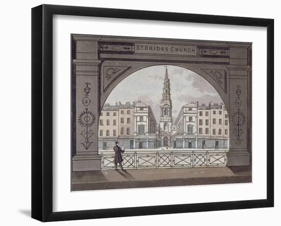 View of St Bride's Church, Fleet Street, Through an Archway, City of London, 1820-null-Framed Giclee Print