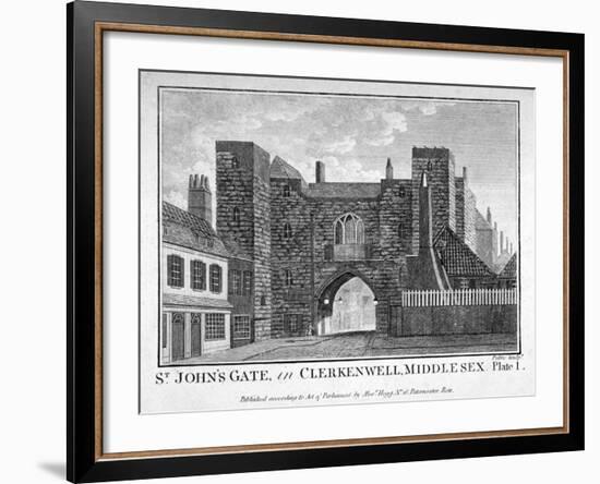 View of St John's Gate, Clerkenwell, London, C1790-John Peltro-Framed Giclee Print