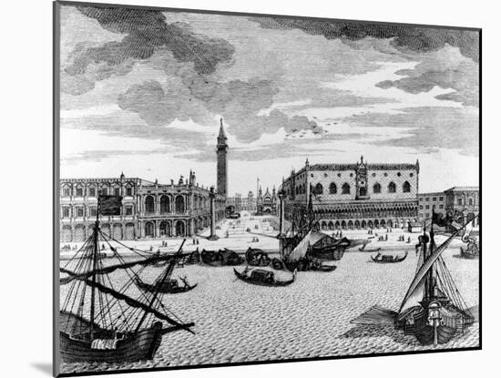 View of St. Mark's Square from the Lagoon, Venice (Engraving)-Francesco Zucchi-Mounted Giclee Print