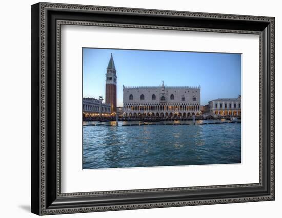 View of St. Marks Square and Doge Palace from Canal, Venice, Italy-Darrell Gulin-Framed Photographic Print