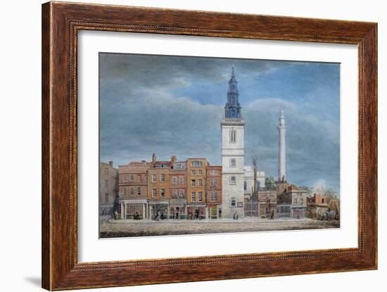 View of St. Michael Church, Crooked Lane, London, Designed by Christopher Wren, During…-George The Elder Scharf-Framed Giclee Print