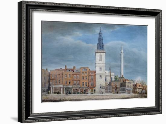 View of St. Michael Church, Crooked Lane, London, Designed by Christopher Wren, During…-George The Elder Scharf-Framed Giclee Print