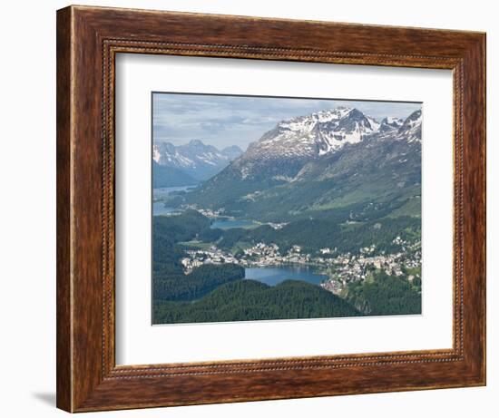 View of St. Moritz From Atop Muottas Muraglm Switzerland, Europe-Michael DeFreitas-Framed Photographic Print