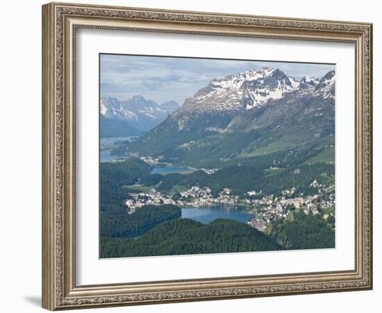 View of St. Moritz From Atop Muottas Muraglm Switzerland, Europe-Michael DeFreitas-Framed Photographic Print