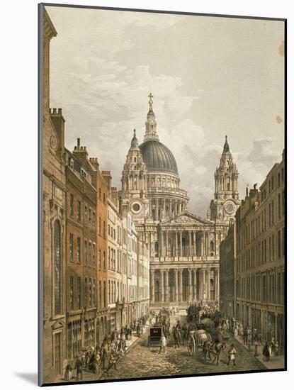 View of St. Paul's Cathedral from Ludgate Hill, 1852-null-Mounted Giclee Print