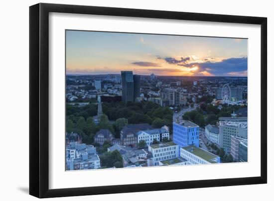 View of St. Pauli at sunset, Hamburg, Germany, Europe-Ian Trower-Framed Photographic Print