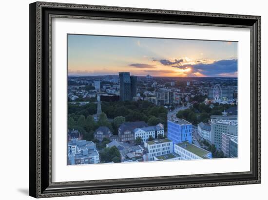 View of St. Pauli at sunset, Hamburg, Germany, Europe-Ian Trower-Framed Photographic Print