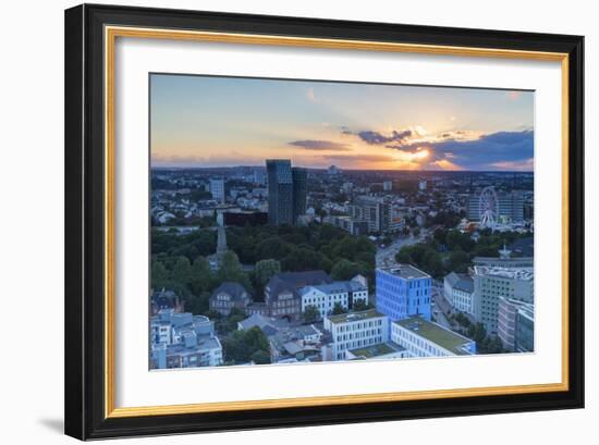 View of St. Pauli at sunset, Hamburg, Germany, Europe-Ian Trower-Framed Photographic Print