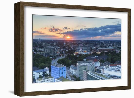 View of St. Pauli at sunset, Hamburg, Germany, Europe-Ian Trower-Framed Photographic Print
