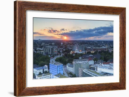 View of St. Pauli at sunset, Hamburg, Germany, Europe-Ian Trower-Framed Photographic Print