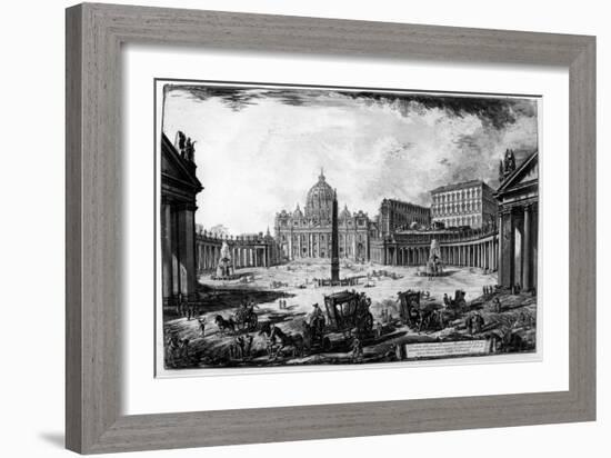 View of St Peter's Basilica and Piazza, from the 'Views of Rome' Series, C.1760-Giovanni Battista Piranesi-Framed Giclee Print