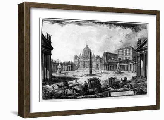 View of St Peter's Basilica and Piazza, from the 'Views of Rome' Series, C.1760-Giovanni Battista Piranesi-Framed Giclee Print