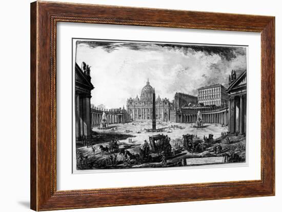 View of St Peter's Basilica and Piazza, from the 'Views of Rome' Series, C.1760-Giovanni Battista Piranesi-Framed Giclee Print