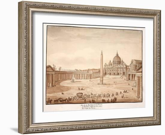 View of St. Peter's Basilica in the Vatican, Built on the Ruins of the Circus of Nero, 1833-Agostino Tofanelli-Framed Giclee Print