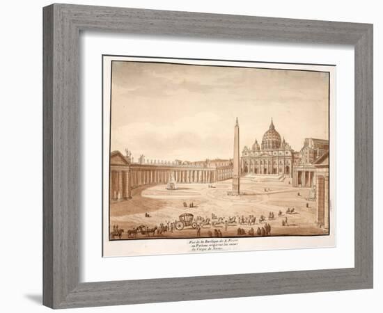 View of St. Peter's Basilica in the Vatican, Built on the Ruins of the Circus of Nero, 1833-Agostino Tofanelli-Framed Giclee Print