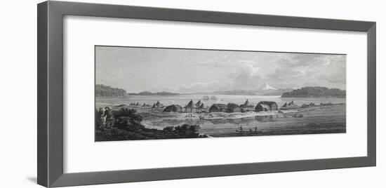 View of St Pierre and St Paul Village and Port, Engraving Based on Drawing by John Webber-null-Framed Giclee Print