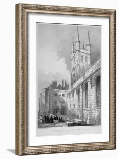 View of St Sepulchre Church from Skinner Street, City of London, 1837-John Le Keux-Framed Giclee Print