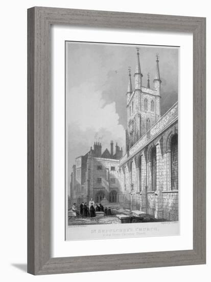 View of St Sepulchre Church from Skinner Street, City of London, 1837-John Le Keux-Framed Giclee Print