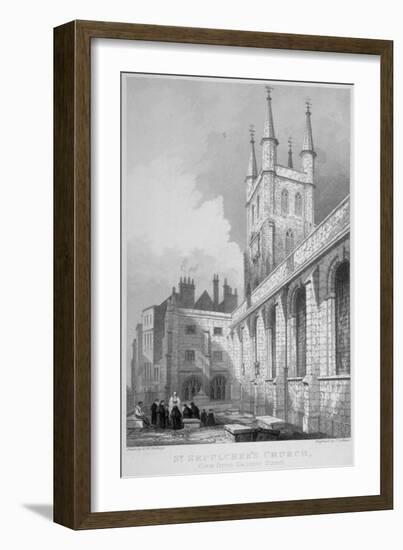 View of St Sepulchre Church from Skinner Street, City of London, 1837-John Le Keux-Framed Giclee Print