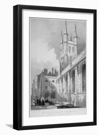 View of St Sepulchre Church from Skinner Street, City of London, 1837-John Le Keux-Framed Giclee Print