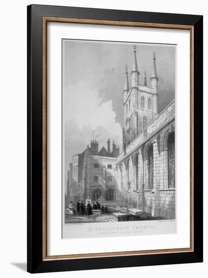 View of St Sepulchre Church from Skinner Street, City of London, 1837-John Le Keux-Framed Giclee Print