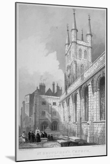 View of St Sepulchre Church from Skinner Street, City of London, 1837-John Le Keux-Mounted Giclee Print