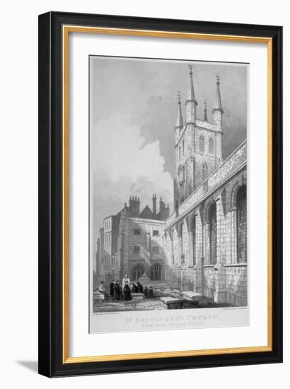 View of St Sepulchre Church from Skinner Street, City of London, 1837-John Le Keux-Framed Giclee Print