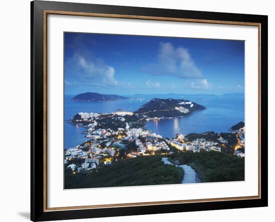 View of Stanley at Dusk, Hong Kong Island, Hong Kong, China-Ian Trower-Framed Photographic Print