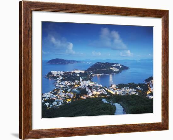 View of Stanley at Dusk, Hong Kong Island, Hong Kong, China-Ian Trower-Framed Photographic Print