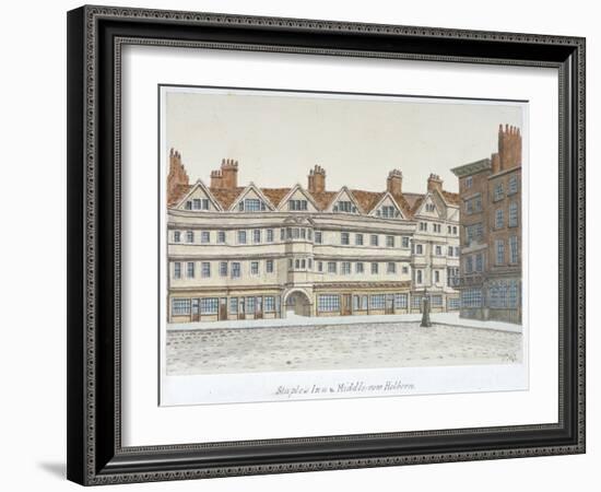 View of Staple Inn and the Buildings of Middle Row in the Centre of Holborn, London, 1850-Valentine Davis-Framed Giclee Print