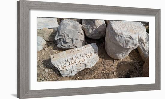 View of stones at archaeological site in ancient port city of Caesarea, Tel Aviv, Israel-null-Framed Photographic Print