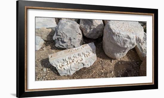 View of stones at archaeological site in ancient port city of Caesarea, Tel Aviv, Israel-null-Framed Photographic Print