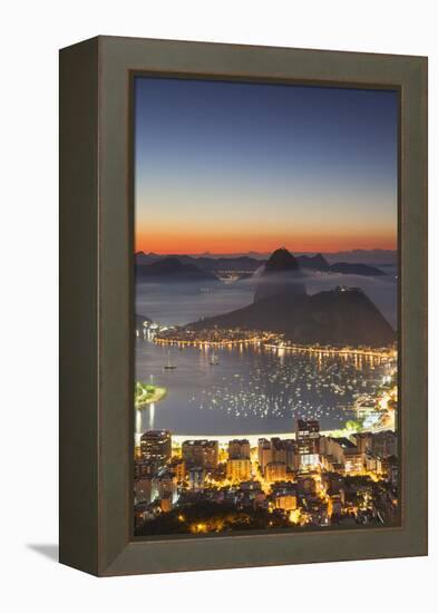 View of Sugarloaf Mountain and Botafogo Bay at Dawn, Rio De Janeiro, Brazil, South America-Ian Trower-Framed Premier Image Canvas