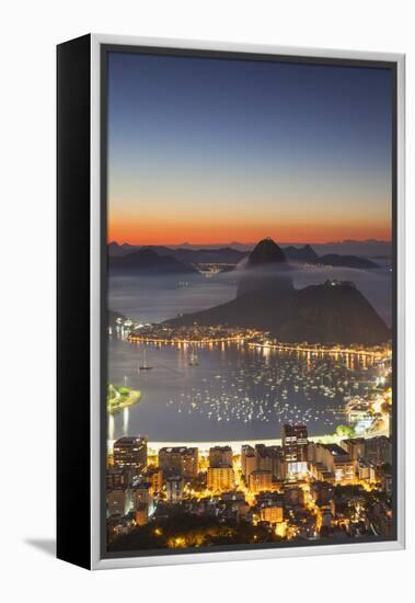 View of Sugarloaf Mountain and Botafogo Bay at Dawn, Rio De Janeiro, Brazil, South America-Ian Trower-Framed Premier Image Canvas