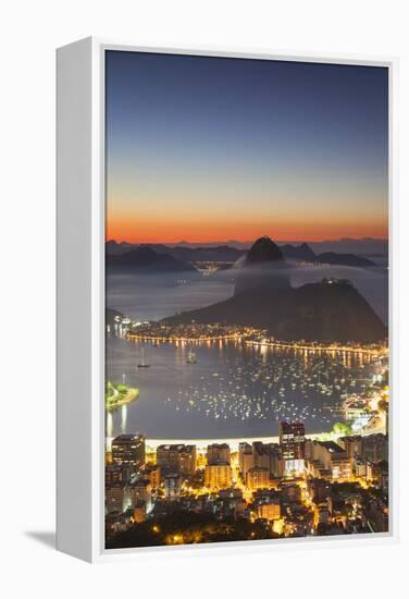 View of Sugarloaf Mountain and Botafogo Bay at Dawn, Rio De Janeiro, Brazil, South America-Ian Trower-Framed Premier Image Canvas