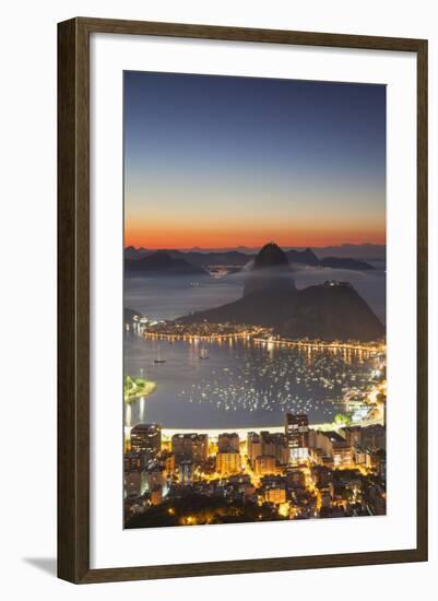 View of Sugarloaf Mountain and Botafogo Bay at Dawn, Rio De Janeiro, Brazil, South America-Ian Trower-Framed Photographic Print