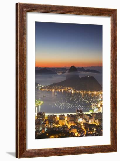 View of Sugarloaf Mountain and Botafogo Bay at Dawn, Rio De Janeiro, Brazil, South America-Ian Trower-Framed Photographic Print