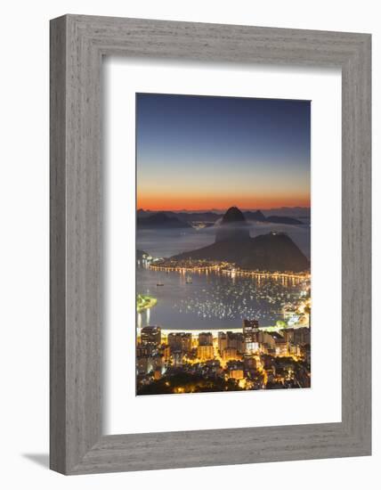 View of Sugarloaf Mountain and Botafogo Bay at Dawn, Rio De Janeiro, Brazil, South America-Ian Trower-Framed Photographic Print