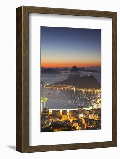 View of Sugarloaf Mountain and Botafogo Bay at Dawn, Rio De Janeiro, Brazil, South America-Ian Trower-Framed Photographic Print